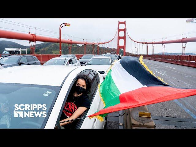 Pro-Palestine protesters halt traffic on the Golden Gate Bridge
