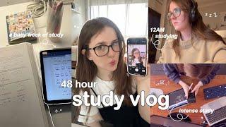 48hr Study Vlog midnight studying, stressful days, last week before uni & daily routine 𐙚⋆.˚