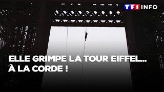 Elle grimpe la tour Eiffel... à la corde !