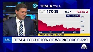 Tesla falls after company says more than 10% of workforce will be laid off