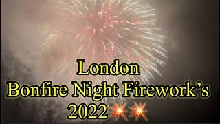 London Bonfire Night 2022 ( Guy Fawkes Night  ) Fireworks  Cassiobury park , Watford