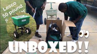 Watch this before you buy a Lesco Spreader!! plus lesco 50lb spreader unboxing