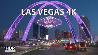 Driving Las Vegas 4K HDR - Sunset On The Strip - USA