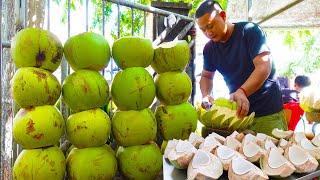 Amazing Speed Coconut Cutting Skills! Fresh Coconut Juice | Cambodian Street Food