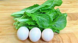 The tastiest and easiest recipe I've ever eaten. Quick and healthy  Mustard green eggs recipe  