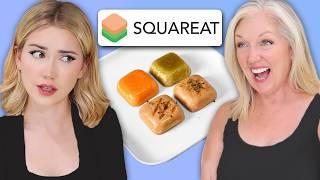 We tried SQUARE food *it's giving Wall-E*