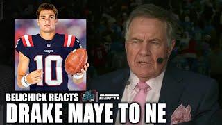 Bill Belichick reacts to the Patriots taking Drake Maye at No. 3 | Pat McAfee Draft Spectacular
