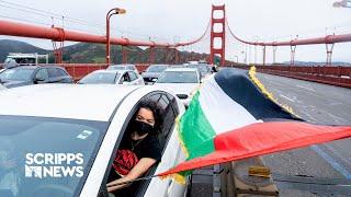 Pro-Palestine protesters halt traffic on the Golden Gate Bridge