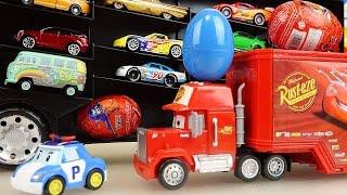 Cars Carrier and truck surprise eggs and Robocar Poli car toys