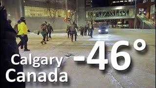 2024 -46° Wind Chill Extreme Cold Walkaround at Calgary, Alberta Canada 