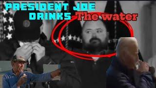 President Joe drinks water near the Ohio train derailment site.