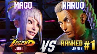 SF6 ▰ MAGO (Juri) vs NARUO (#1 Ranked Jamie) ▰ High Level Gameplay