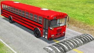 Bus vs Deep Water - Speed Bumps - Truck Bus Rescue - Train vs Cars - BeamNG.Drive