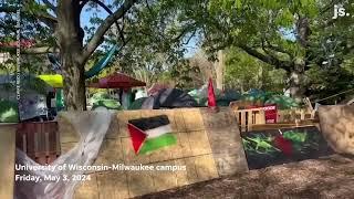 Scenes from the  pro-Palestinian encampment, college protest on UW-Milwaukee and UW-Madison campuses