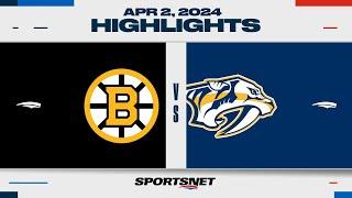 NHL Highlights | Bruins vs. Predators - April 2, 2024