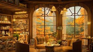 Autumn Afternoon on Window at Cozy Coffee Shop with Relaxing Jazz Music for Study/Work to