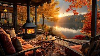 Cozy Fall Coffee Shop Ambience ~ Jazz Relaxing Music  Smooth Piano Jazz Instrumental Music to Work