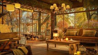 Autumn Forest Coffee Cabin with Piano Jazz Music for Relaxing, Studying and Working