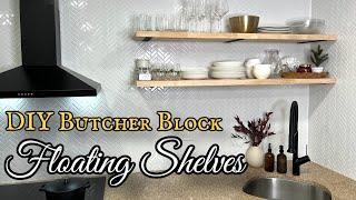 DIY Butcher Block Floating Shelves